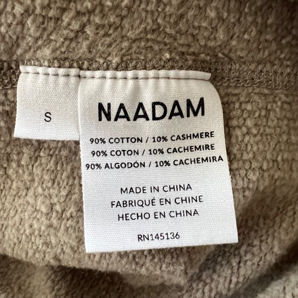 NAADAM Cotton/Cashmere Blend 1/4 Zip Pullover Top in Taupe - S - Picture 8 of 12